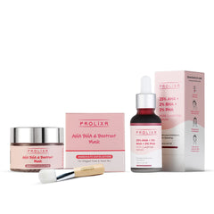 Prolixr Pore Clarifying Kit - AHA BHA, Beetroot Face Mask & Peeling Solution | Exfoliation | Pore Tightening | Blemishes - All Skin Types