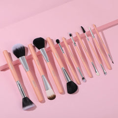 Prolixr Eye Makeup Brush Set - Professional Brushes | Precise, Even Application, Seamless Blending, Hygienic and Vegan | Includes Pink Travel Pouch - 12 Piece Set